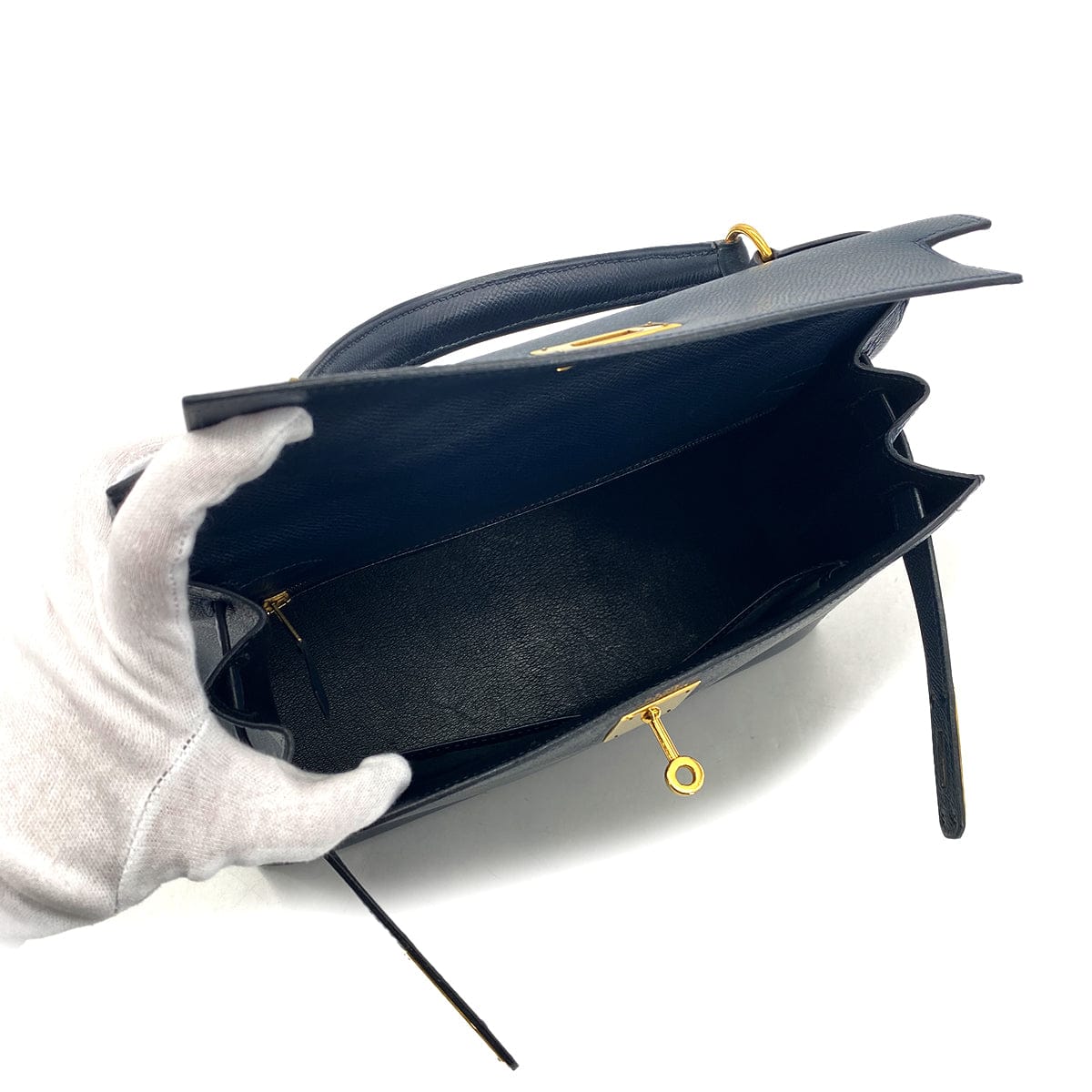 Luxury Promise Japan HERMES KELLY 28 SELLIER BLUE MARINE COUCHEVEL HAND SHOULDER BAG 〇Y GHW 90301705