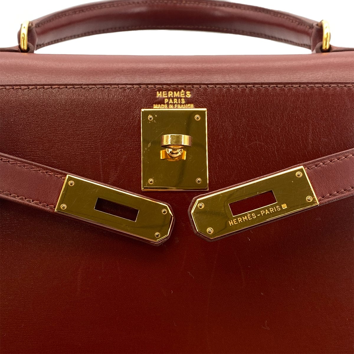 Luxury Promise Japan HERMES KELLY 28 SELLIER BROWN BOXCALF HAND SHOULDER BAG 〇Y GHW 90301091