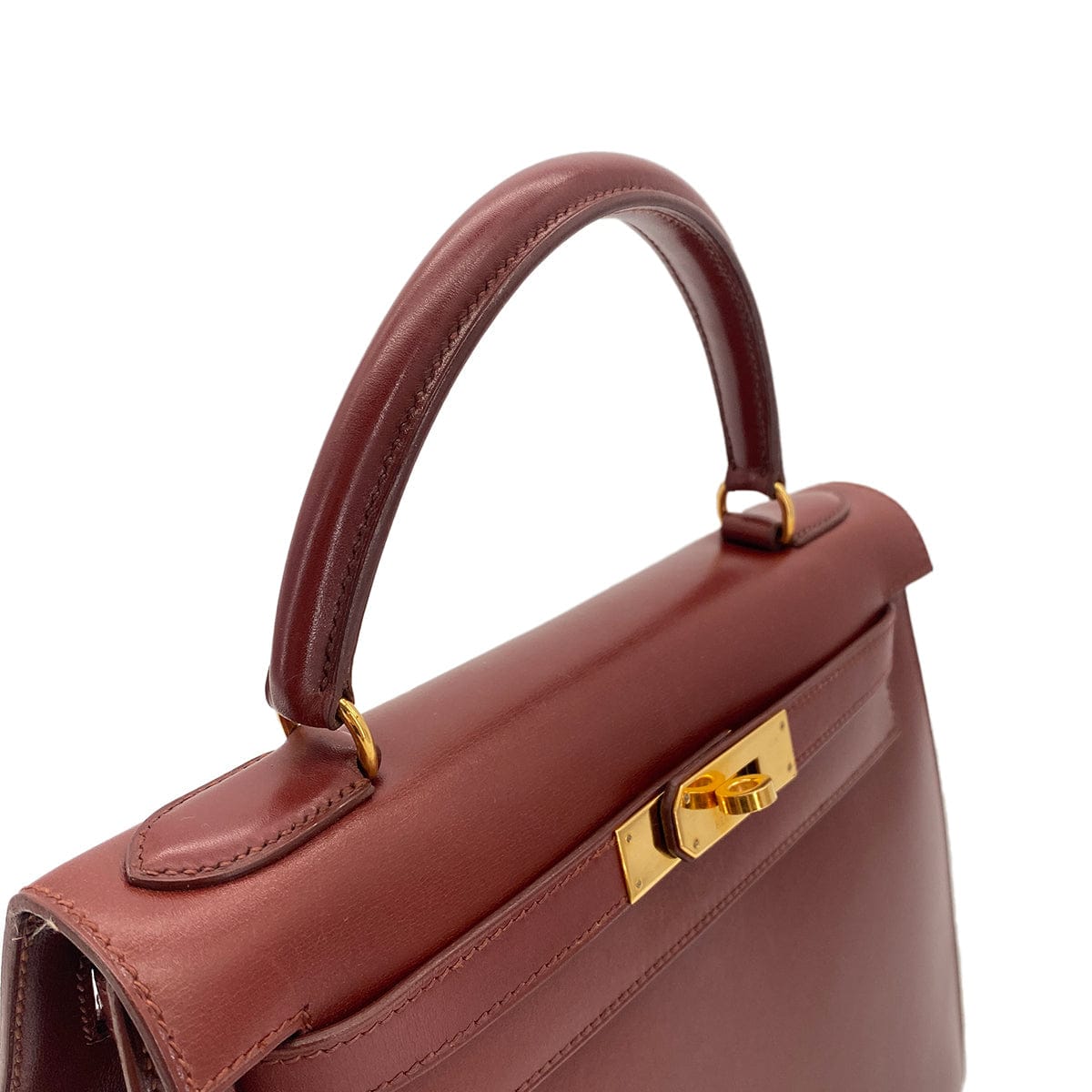 Luxury Promise Japan HERMES KELLY 28 SELLIER BROWN BOXCALF HAND SHOULDER BAG 〇Y GHW 90301091