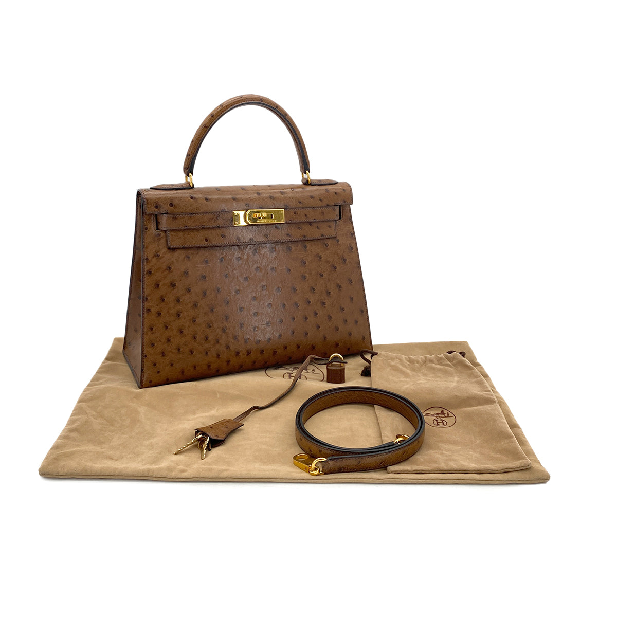 Luxury Promise Japan HERMES KELLY 28 SELLIER ETRUSQUE OSTRICH HAND SHOULDER BAG □A GHW 90283904