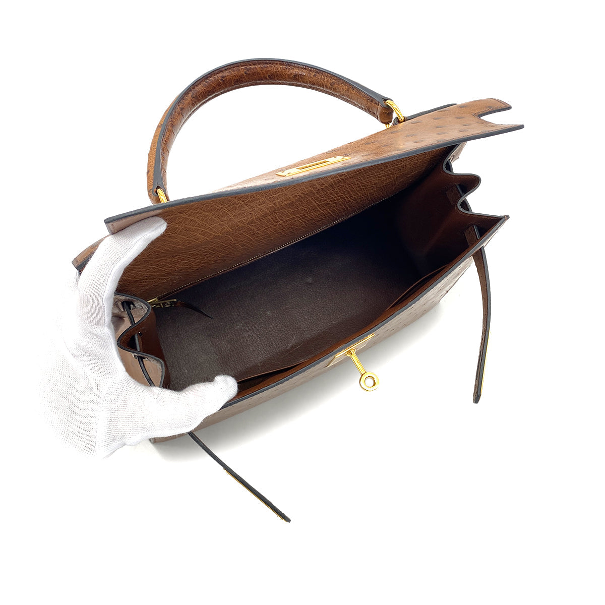 Luxury Promise Japan HERMES KELLY 28 SELLIER ETRUSQUE OSTRICH HAND SHOULDER BAG □A GHW 90283904