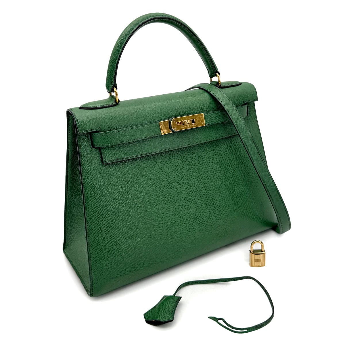 Luxury Promise Japan HERMES KELLY 28 SELLIER GREEN COUCHEVEL 〇X GHW 90272987