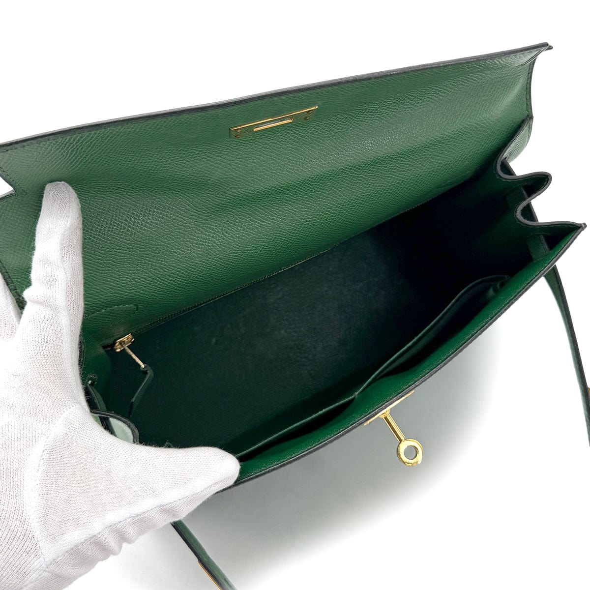 Luxury Promise Japan HERMES KELLY 28 SELLIER GREEN COUCHEVEL 〇X GHW 90272987