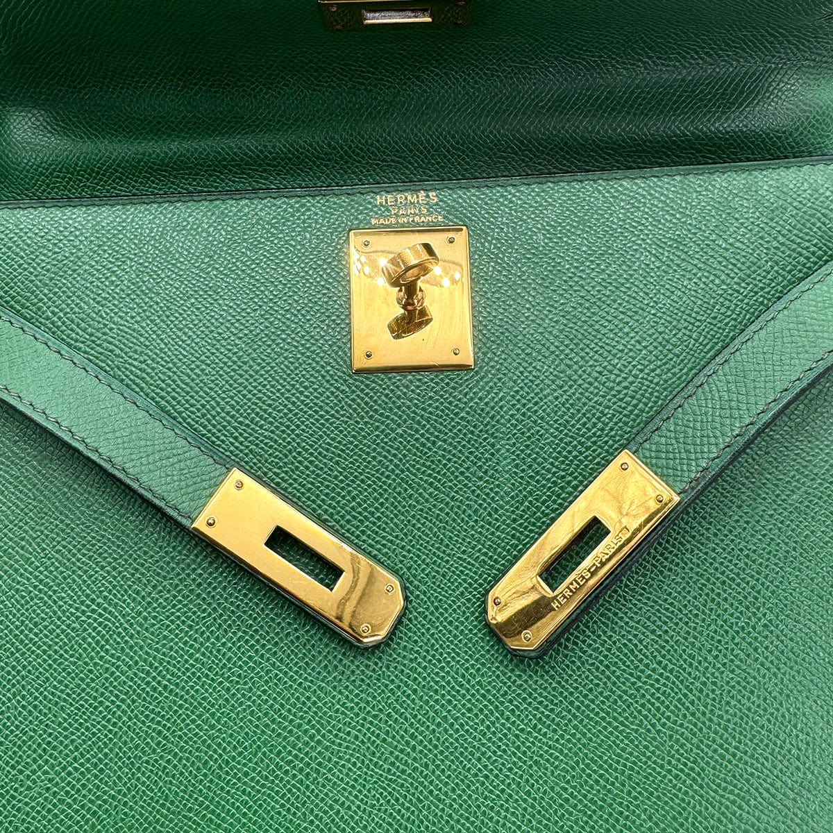 Luxury Promise Japan HERMES KELLY 28 SELLIER GREEN COUCHEVEL 〇X GHW 90272987
