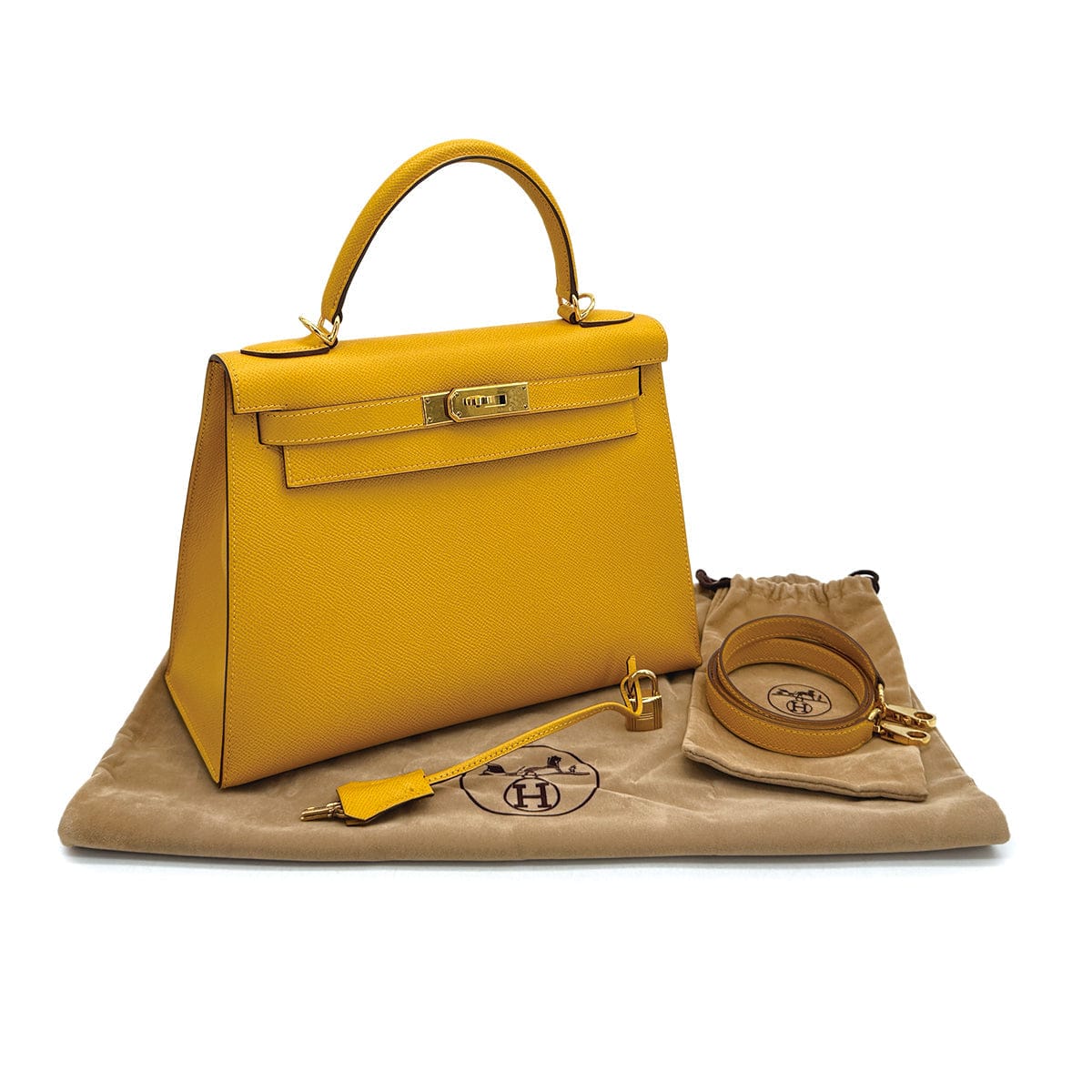 Luxury Promise Japan HERMES KELLY 28 SELLIER JAUNE COUCHEVEL HAND SHOULDER BAG □D GHW 90258107