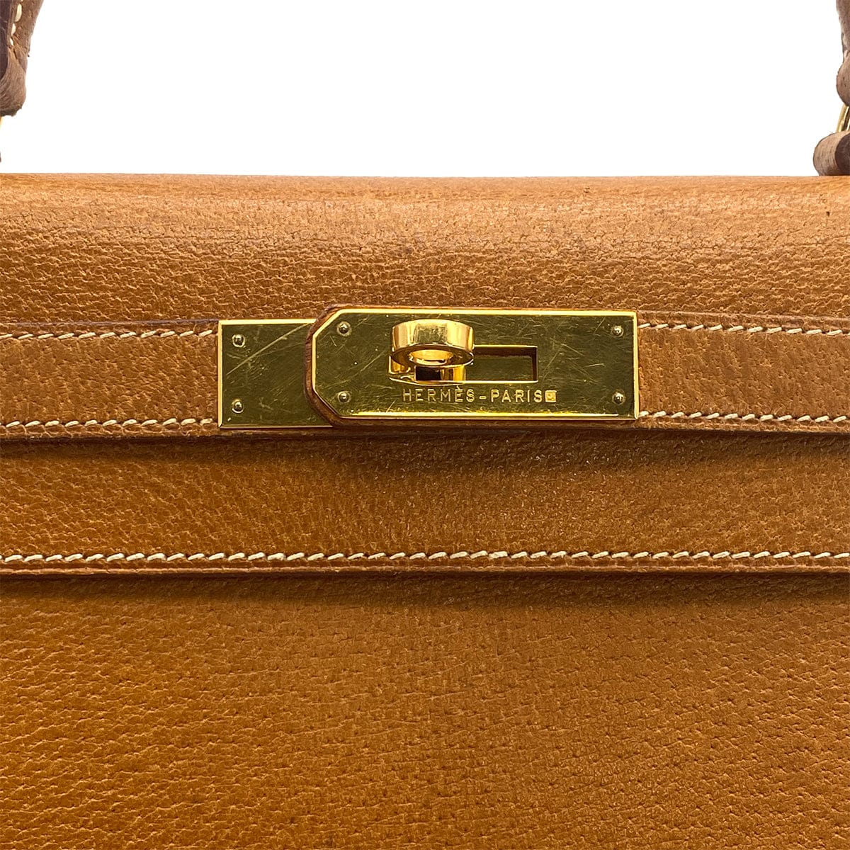 Luxury Promise Japan HERMES KELLY 28 SELLIER NATUREL PIGSKIN HAND SHOULDER BAG 1992 CIRCLE V GOLD HARDWARE 90318216