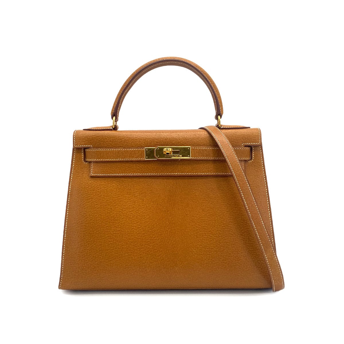 Luxury Promise Japan HERMES KELLY 28 SELLIER NATUREL PIGSKIN HAND SHOULDER BAG 1992 CIRCLE V GOLD HARDWARE 90318216