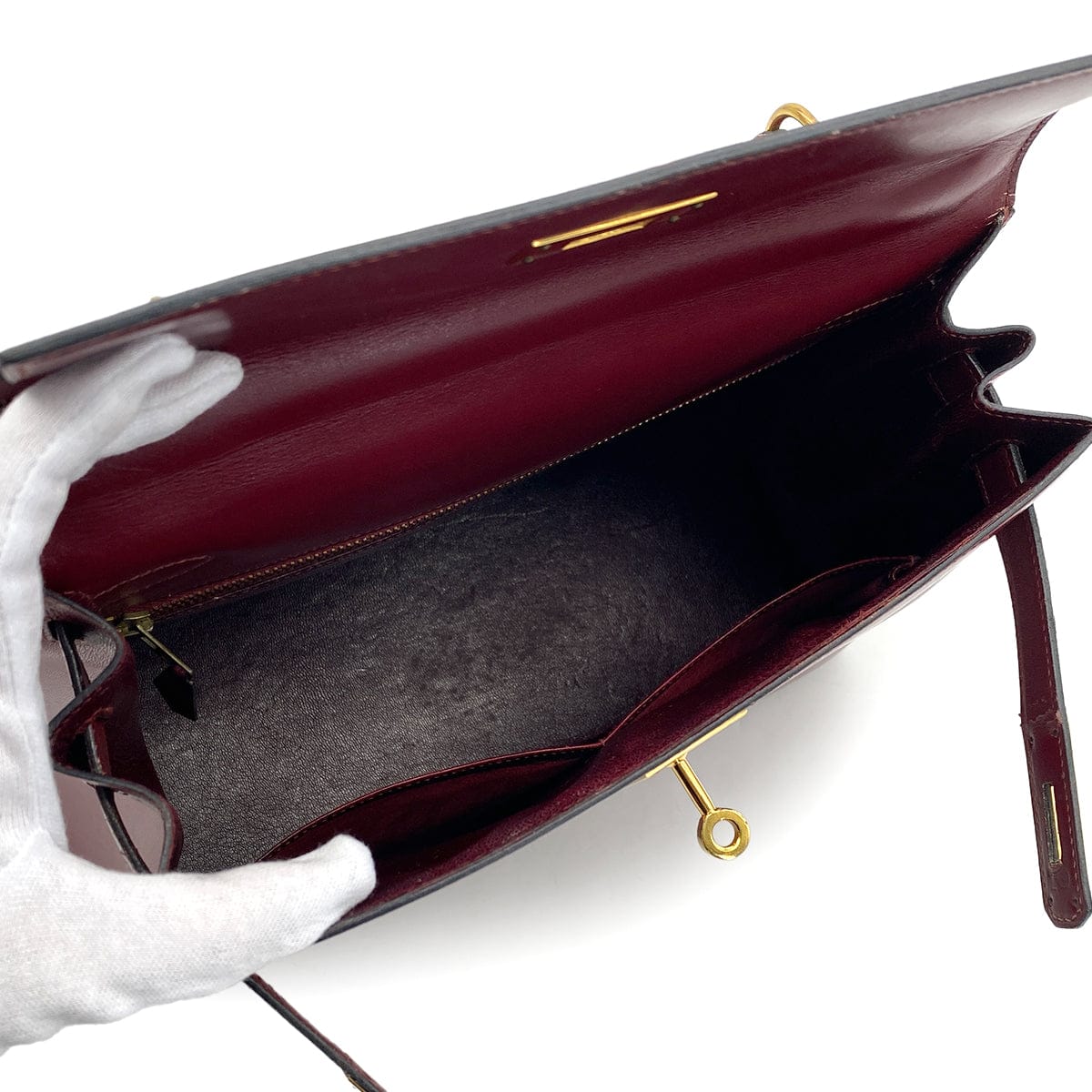 Luxury Promise Japan HERMES KELLY 28 SELLIER ROUGE H BOXCALF HAND BAG 1986 CIRCLE P GOLD HARDWARE 90317903