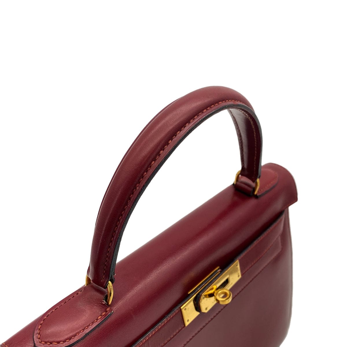 Luxury Promise Japan HERMES KELLY 28 SELLIER ROUGE H BOXCALF HAND BAG 1986 CIRCLE P GOLD HARDWARE 90317903