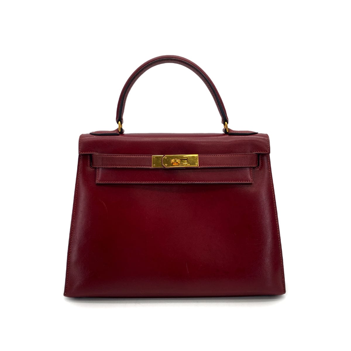 Luxury Promise Japan HERMES KELLY 28 SELLIER ROUGE H BOXCALF HAND BAG 1986 CIRCLE P GOLD HARDWARE 90317903