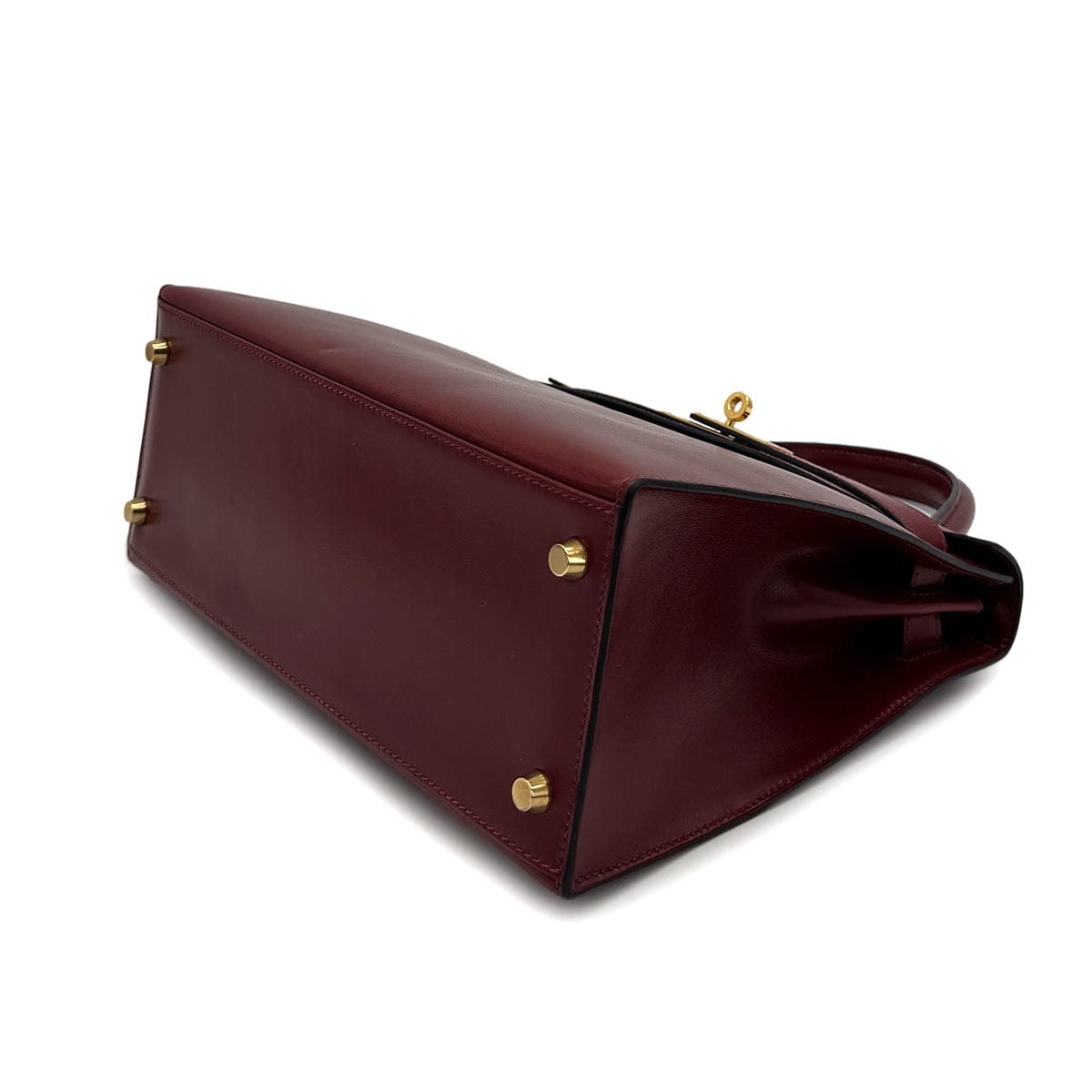 Luxury Promise Japan HERMES KELLY 28 SELLIER ROUGE H BOXCALF HAND SHOULDER BAG 2001 SQUARE E GOLD HARDWARE 90314881