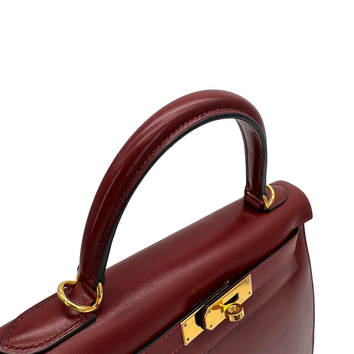 Luxury Promise Japan HERMES KELLY 28 SELLIER ROUGE H BOXCALF HAND SHOULDER BAG 2001 SQUARE E GOLD HARDWARE 90314881