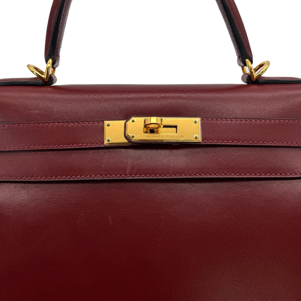 Luxury Promise Japan HERMES KELLY 28 SELLIER ROUGE H BOXCALF HAND SHOULDER BAG 2001 SQUARE E GOLD HARDWARE 90314881