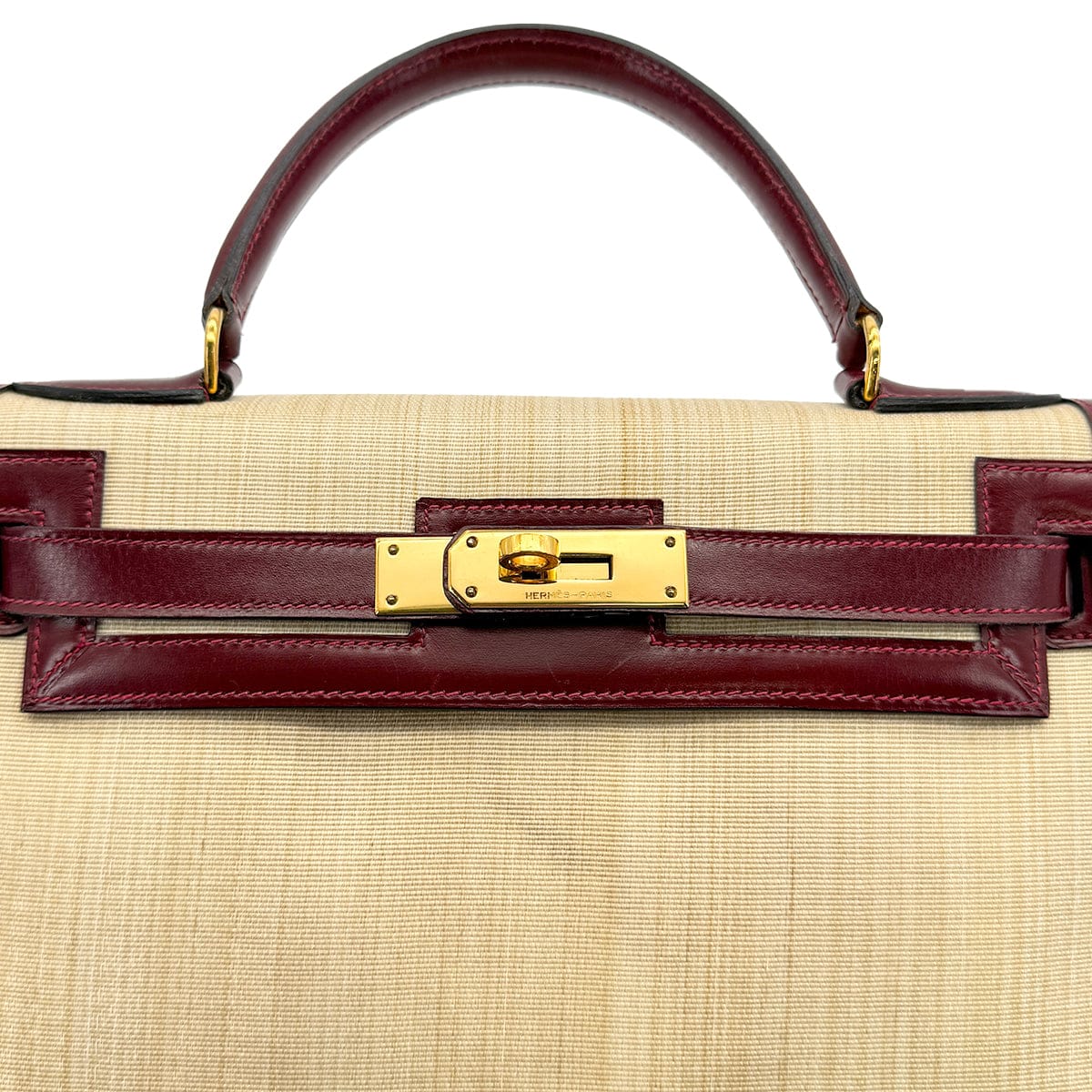 Luxury Promise Japan HERMES KELLY 28 SELLIER ROUGE H CRINOLINE BOXCALF HAND SHOULDER BAG 1980 CIRCLE J GOLD HARDWARE 90318619