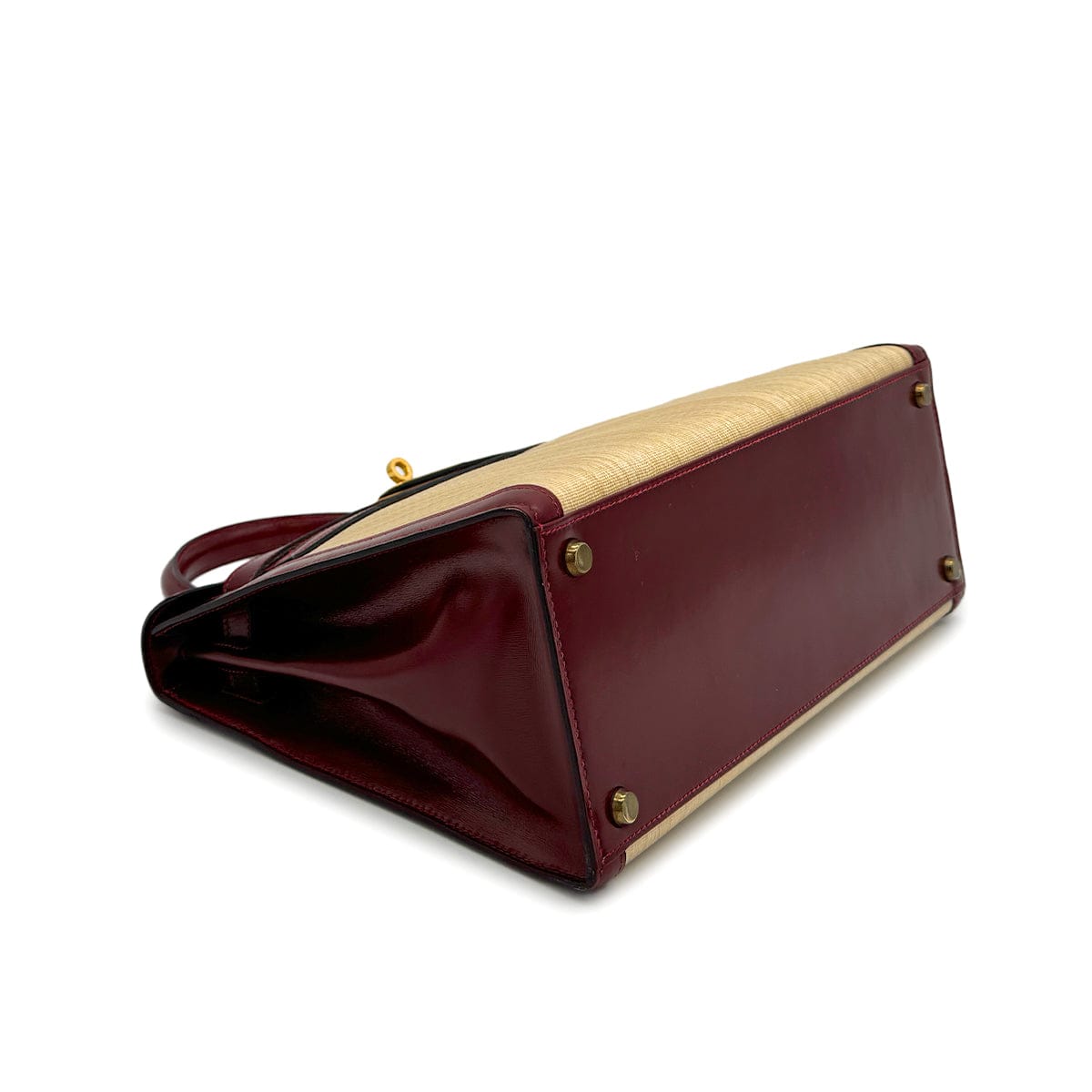 Luxury Promise Japan HERMES KELLY 28 SELLIER ROUGE H CRINOLINE BOXCALF HAND SHOULDER BAG 1980 CIRCLE J GOLD HARDWARE 90318619