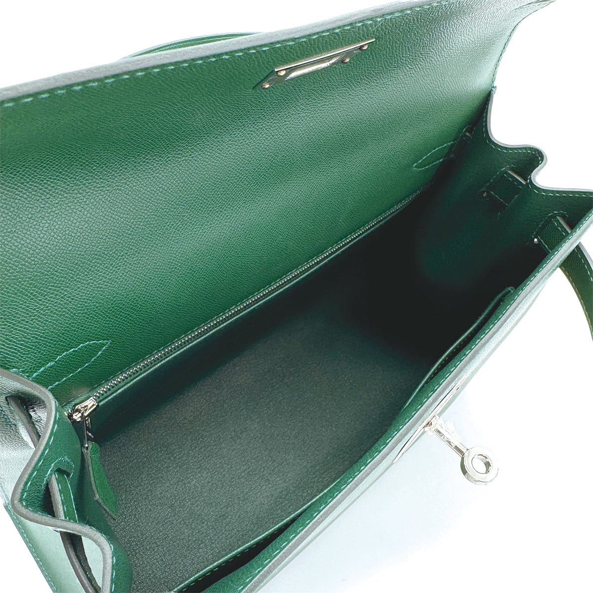 Luxury Promise Japan HERMES KELLY 28 SELLIER VERT MOYEN VEAU MADAME HAND SHOULDER BAG W PALLADIUM HARDWARE 90310301