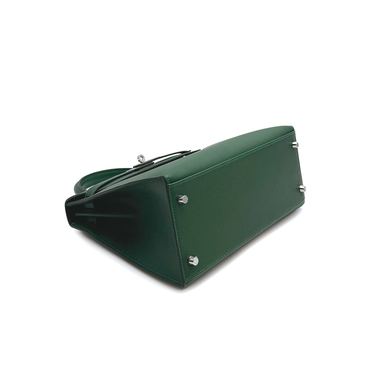 Luxury Promise Japan HERMES KELLY 28 SELLIER VERT MOYEN VEAU MADAME HAND SHOULDER BAG W PALLADIUM HARDWARE 90310301