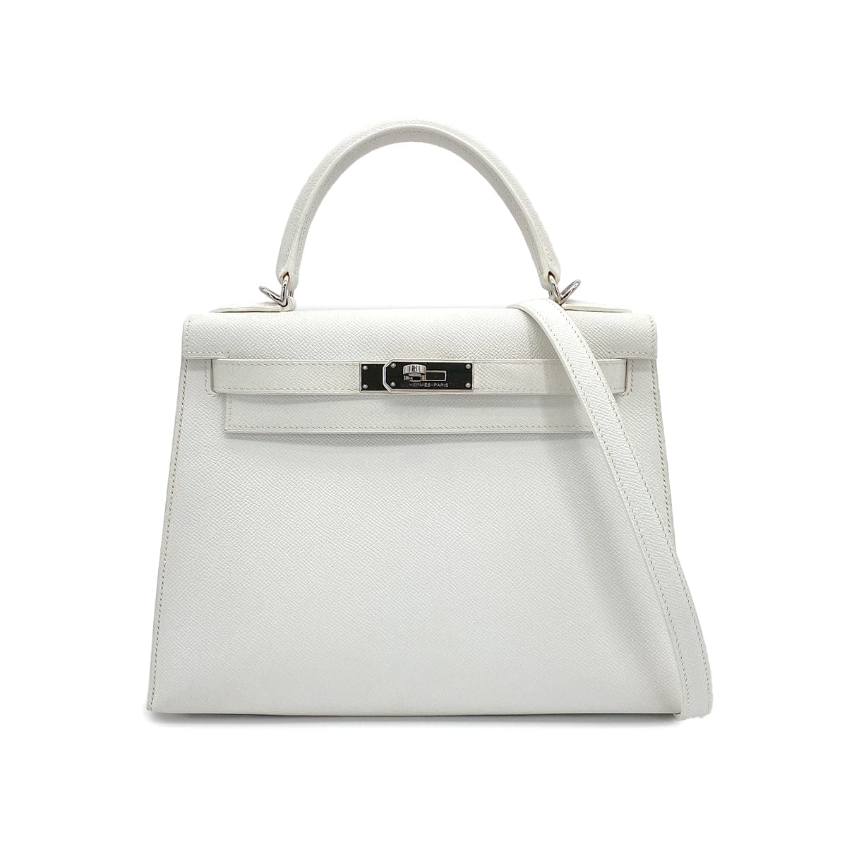 Luxury Promise Japan HERMES KELLY 28 SELLIER WHITE VEAU EPSOM HAND SHOULDER BAG 2007 SQUARE K PALLADIUM HARDWARE 90308966