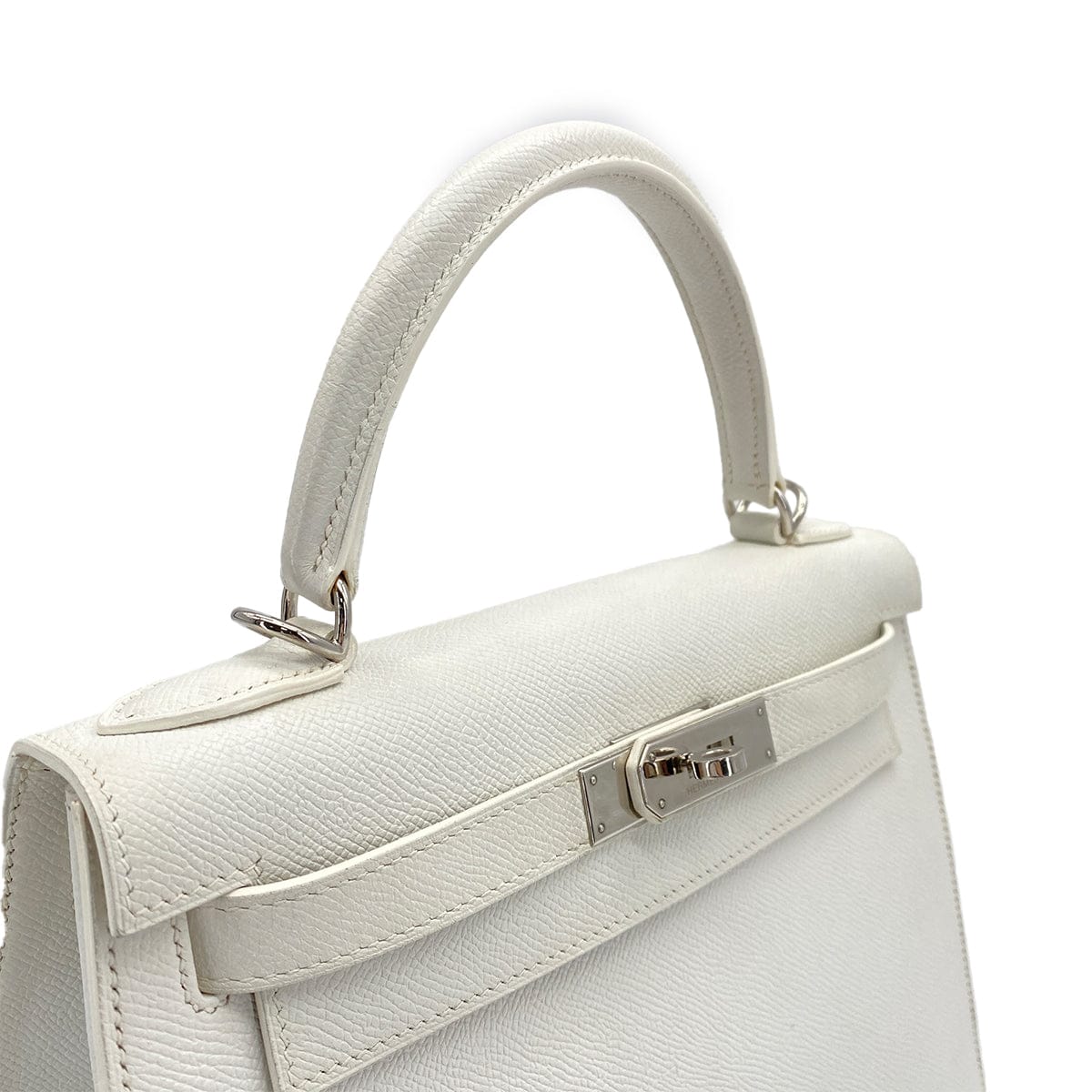 Luxury Promise Japan HERMES KELLY 28 SELLIER WHITE VEAU EPSOM HAND SHOULDER BAG 2007 SQUARE K PALLADIUM HARDWARE 90308966
