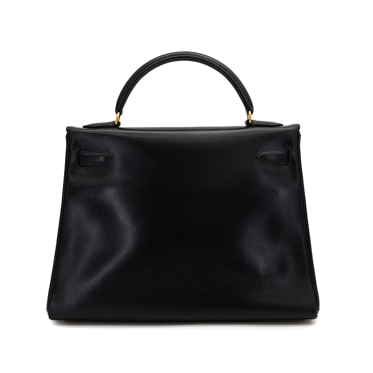 Luxury Promise Japan HERMES KELLY 32 RETORNE BLACK BOXCALF HAND BAG 1993 CIRCLE W GOLD HARDWARE 90318194