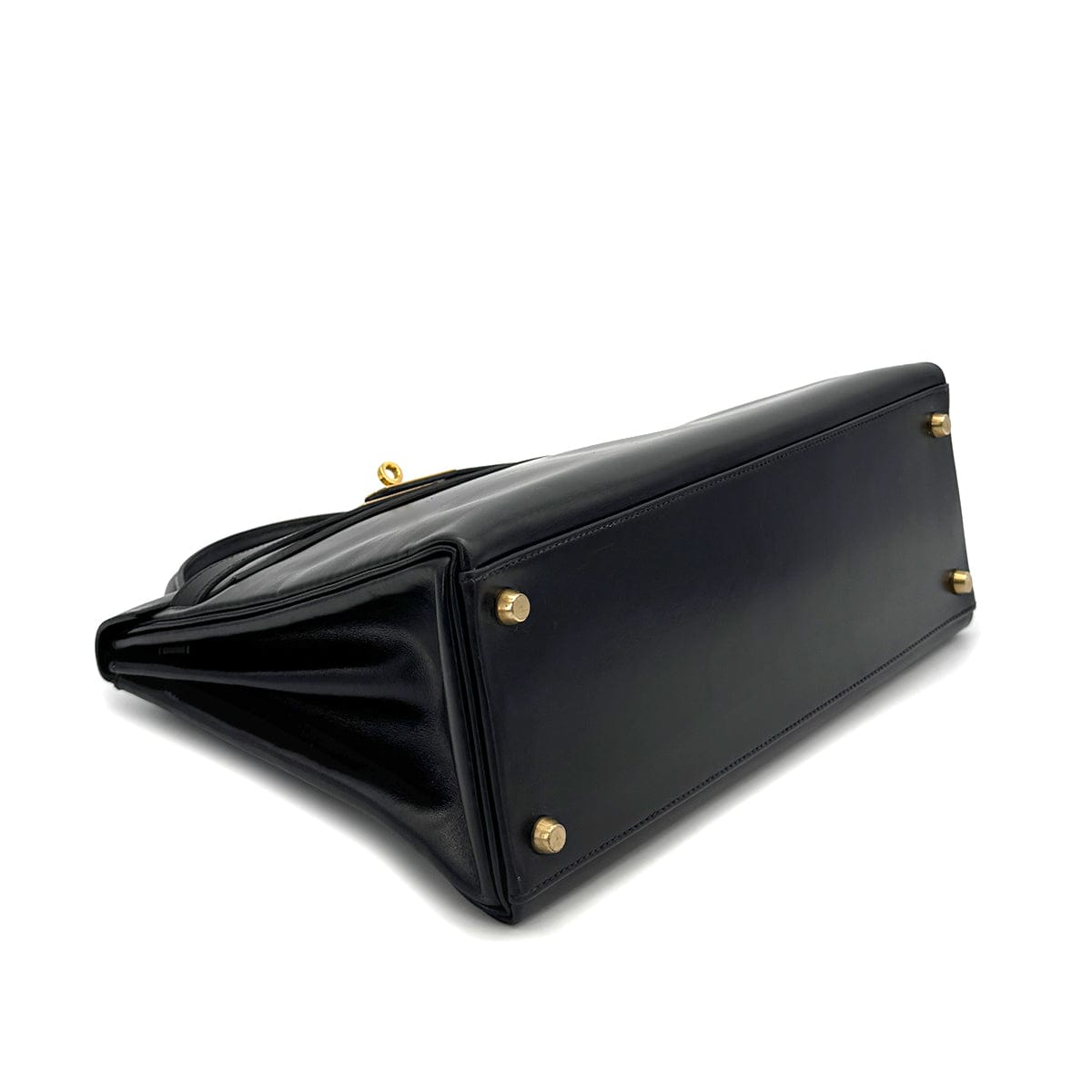 Luxury Promise Japan HERMES KELLY 32 RETORNE BLACK BOXCALF HAND BAG 1993 CIRCLE W GOLD HARDWARE 90318194
