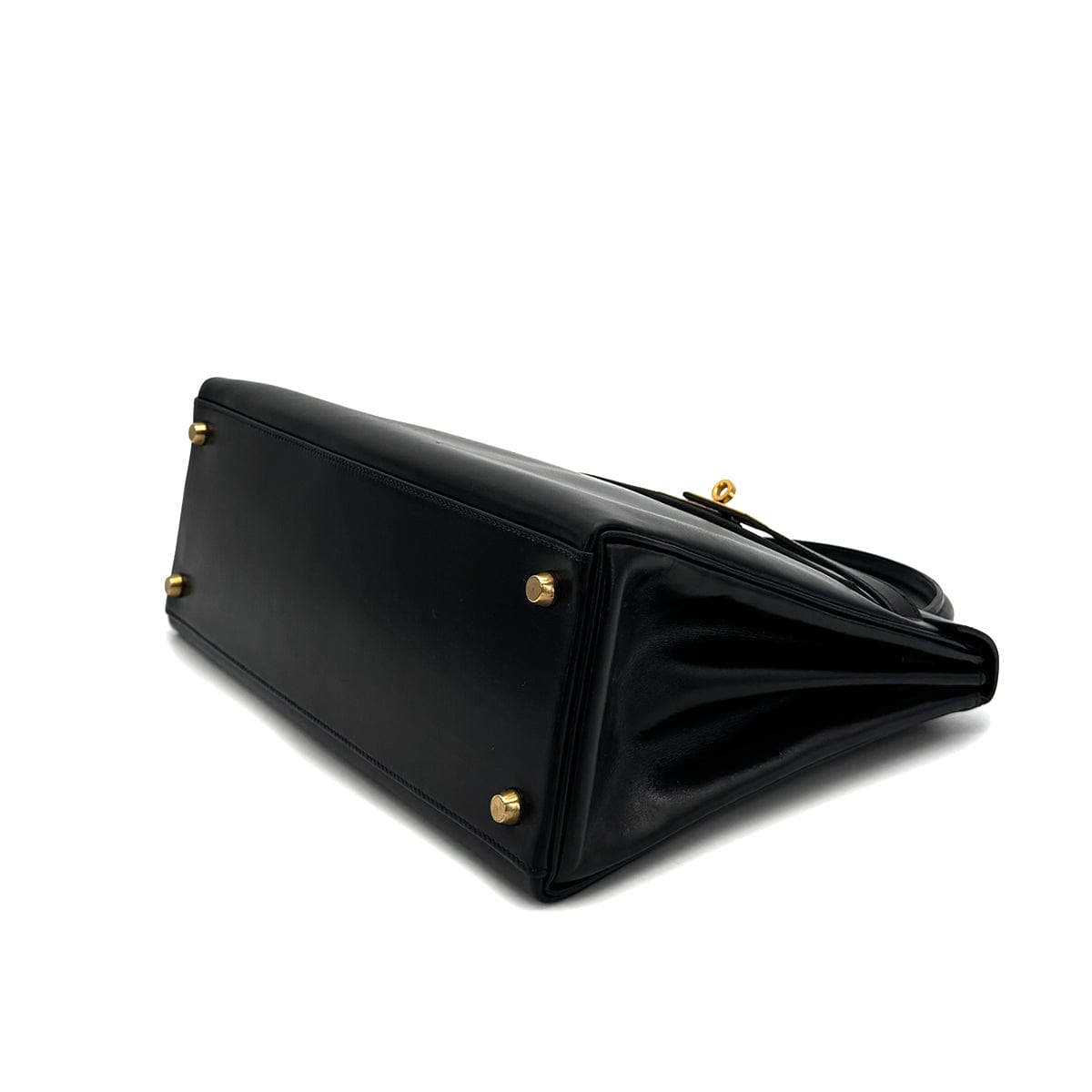Luxury Promise Japan HERMES KELLY 32 RETORNE BLACK BOXCALF HAND BAG 1993 CIRCLE W GOLD HARDWARE 90318194