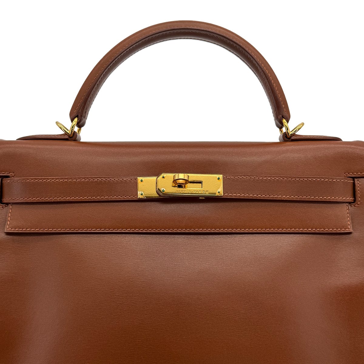 Luxury Promise Japan HERMES KELLY 32 RETORNE NOISETTE BOXCALF HAND SHOULDER BAG 2003 SQUARE G GOLD HARDWARE 90319581