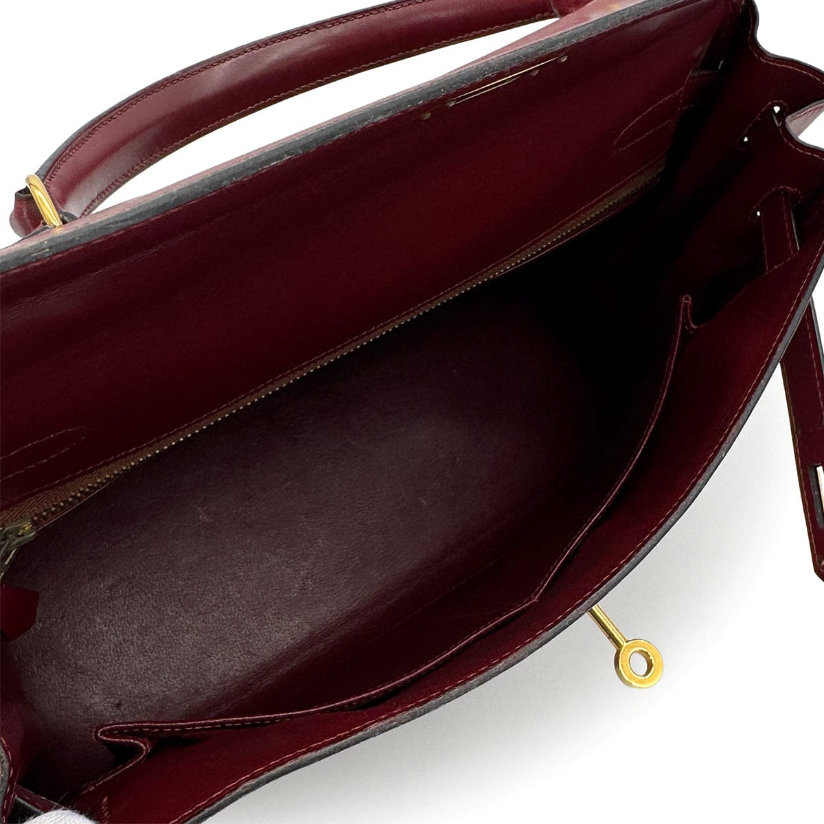 Luxury Promise Japan HERMES KELLY 32 RETORNE ROUGE H BOXCALF HAND BAG 1992 CIRCLE V GOLD HARDWARE 90323194