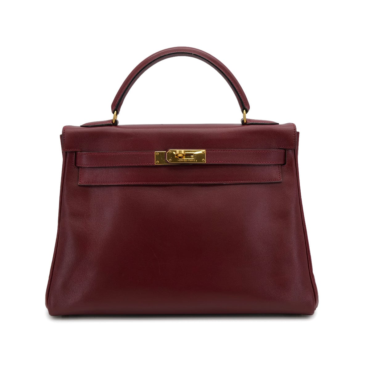 Luxury Promise Japan HERMES KELLY 32 RETORNE ROUGE H BOXCALF HAND BAG 1992 CIRCLE V GOLD HARDWARE 90323194