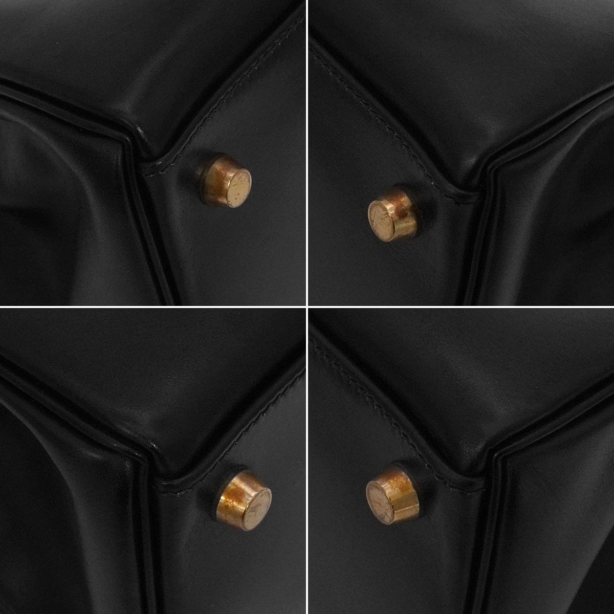 Luxury Promise Japan HERMES KELLY 32 RETOURNE BLACK BOX CALF HAND SHOULDER BAG 2001 SQUARE E GOLD HARDWARE 90339637