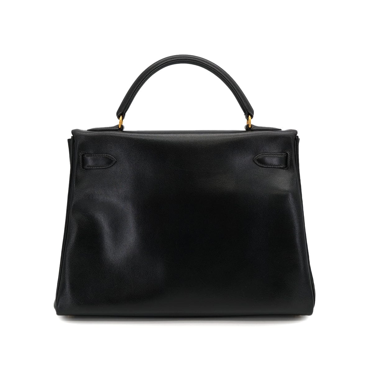 Luxury Promise Japan HERMES KELLY 32 RETOURNE BLACK BOXCALF HAND SHOULDER BAG 1993 CIRCLE W GOLD HARDWARE 90324820