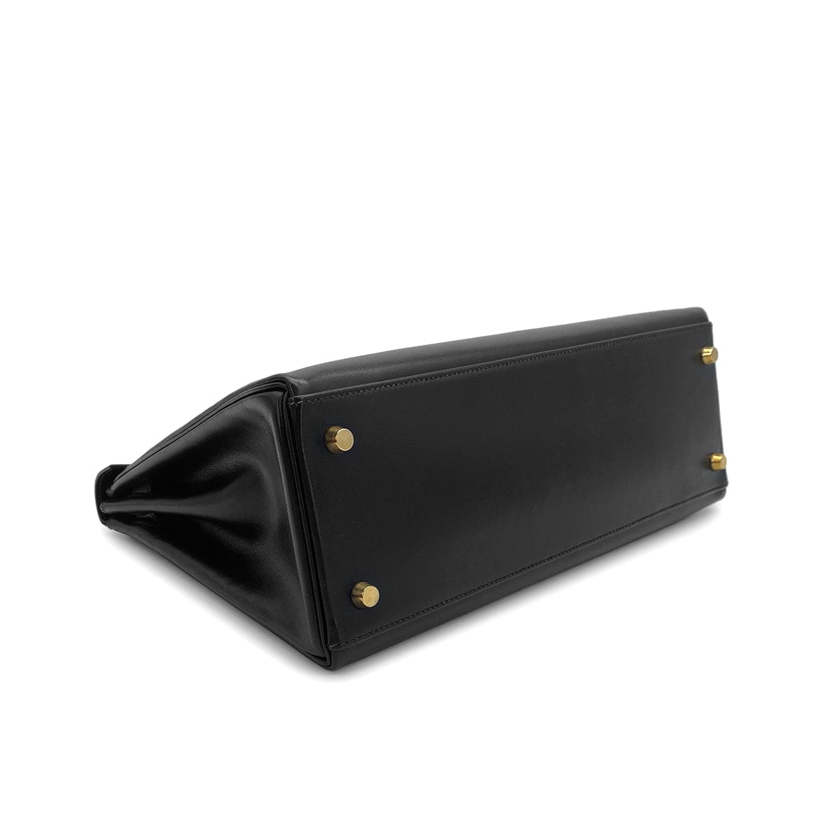 Luxury Promise Japan HERMES KELLY 32 RETOURNE BLACK BOXCALF HAND SHOULDER BAG 〇Z GOLD HARDWARE 90307910