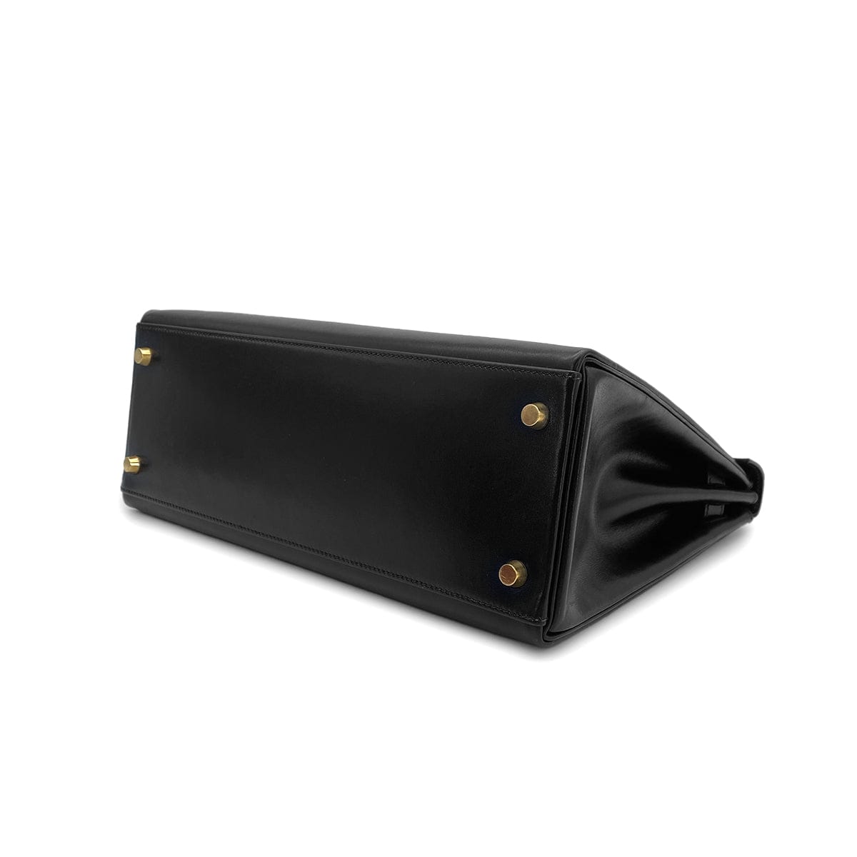 Luxury Promise Japan HERMES KELLY 32 RETOURNE BLACK BOXCALF HAND SHOULDER BAG 〇Z GOLD HARDWARE 90307910