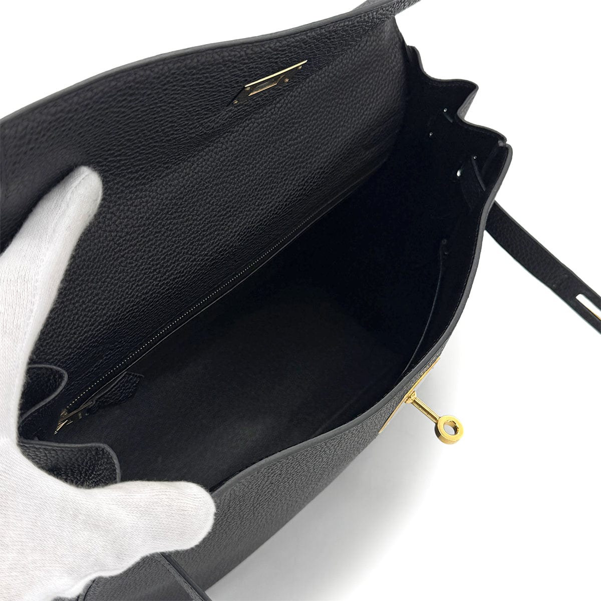 Luxury Promise Japan HERMES KELLY 32 RETOURNE BLACK TOGO HAND SHOULDER BAG □F GHW 90272497