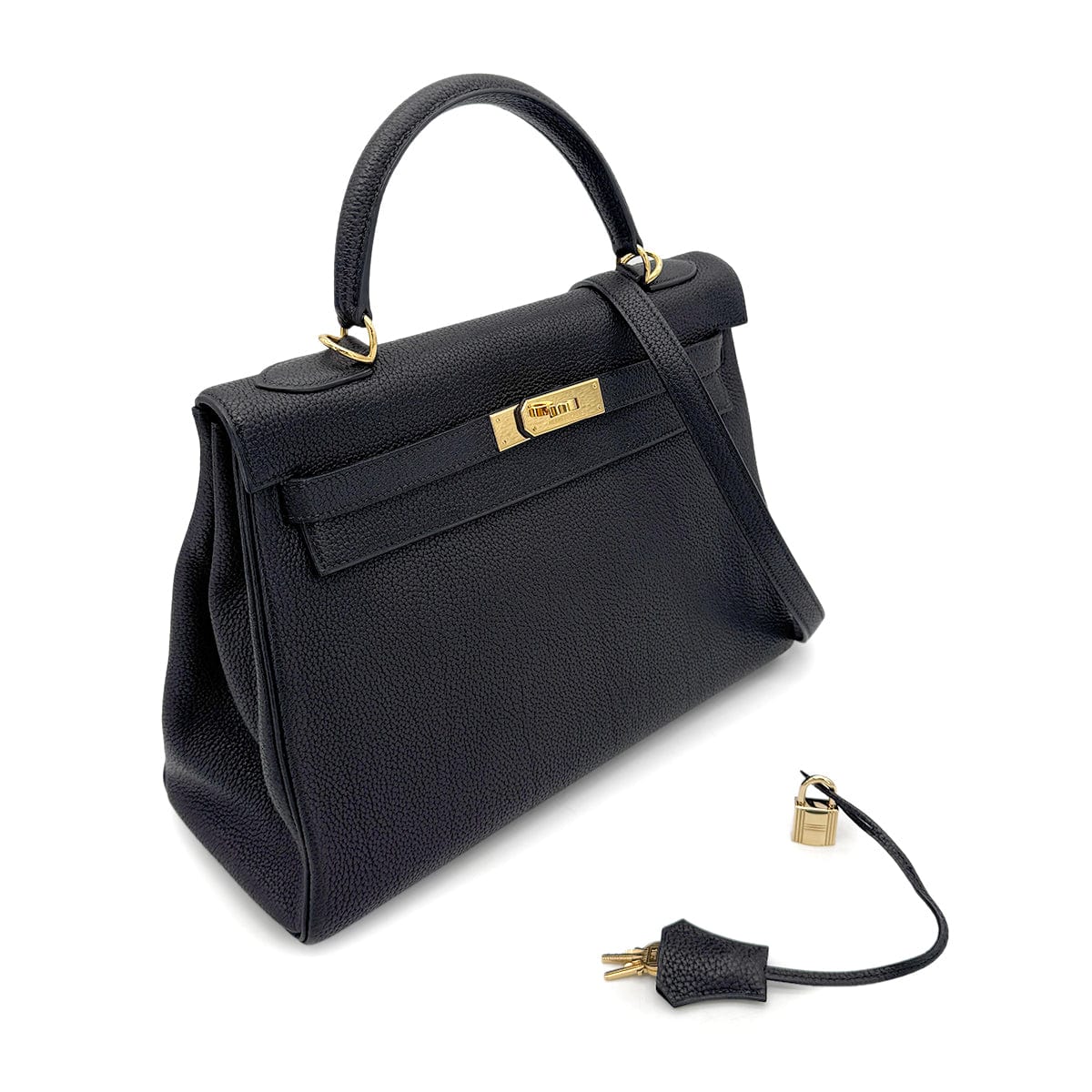 Luxury Promise Japan HERMES KELLY 32 RETOURNE BLACK TOGO HAND SHOULDER BAG □F GHW 90272497