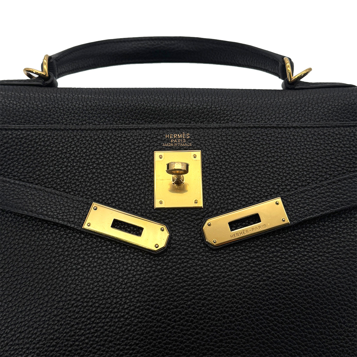 Luxury Promise Japan HERMES KELLY 32 RETOURNE BLACK TOGO HAND SHOULDER BAG □G GHW 90292887