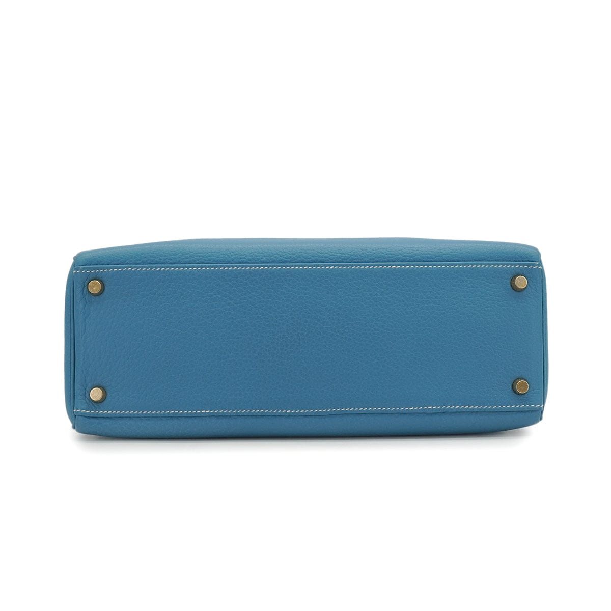 Luxury Promise Japan HERMES KELLY 32 RETOURNE BLUE JEAN TAURILLON CLEMENCE HAND SHOULDER BAG 1998 SQUARE B GOLD HARDWARE 90347154
