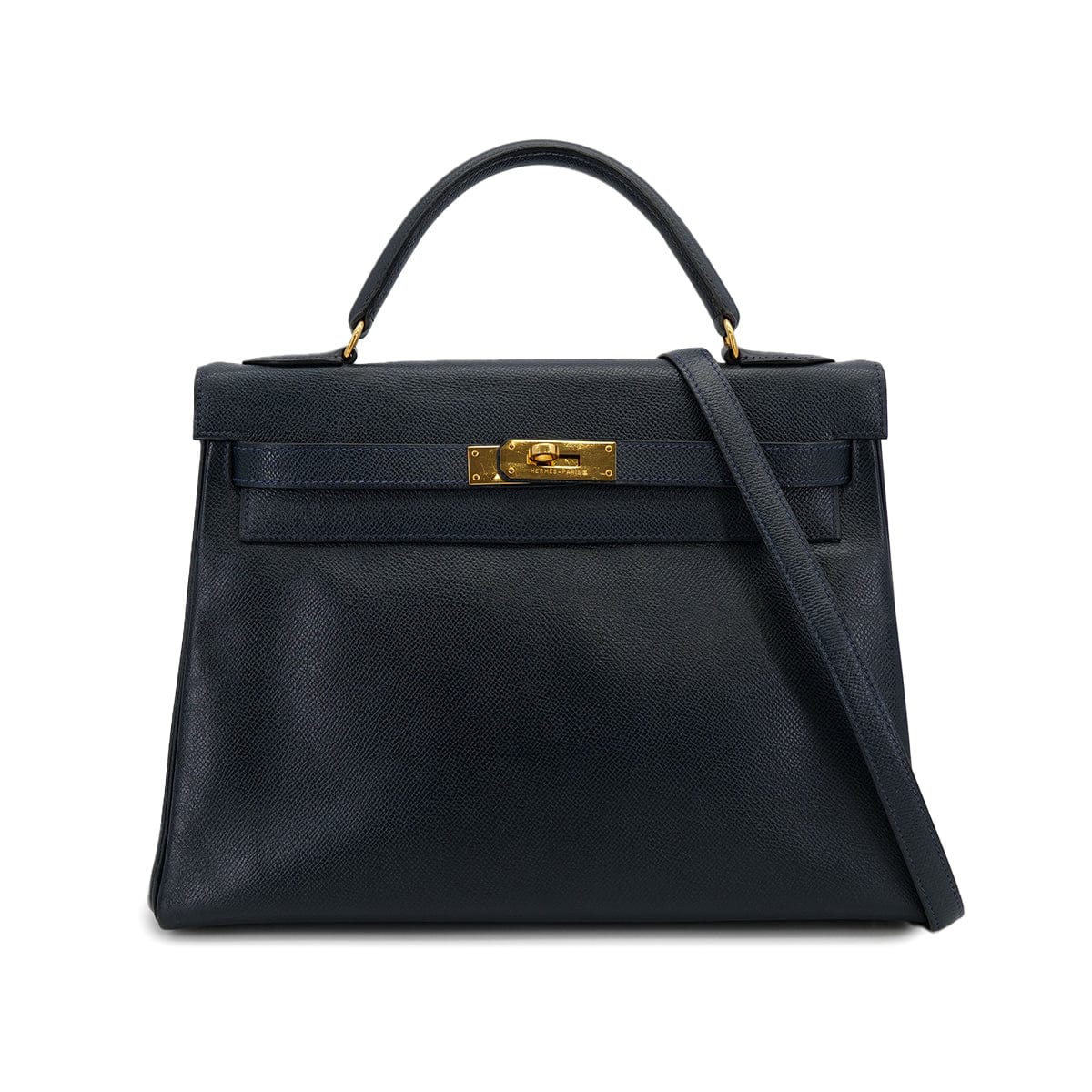 Luxury Promise Japan HERMES KELLY 32 RETOURNE BLUE MARINE COUCHEVEL HAND SHOULDER BAG 1992 CIRCLE V GOLD HARDWRE 90311824