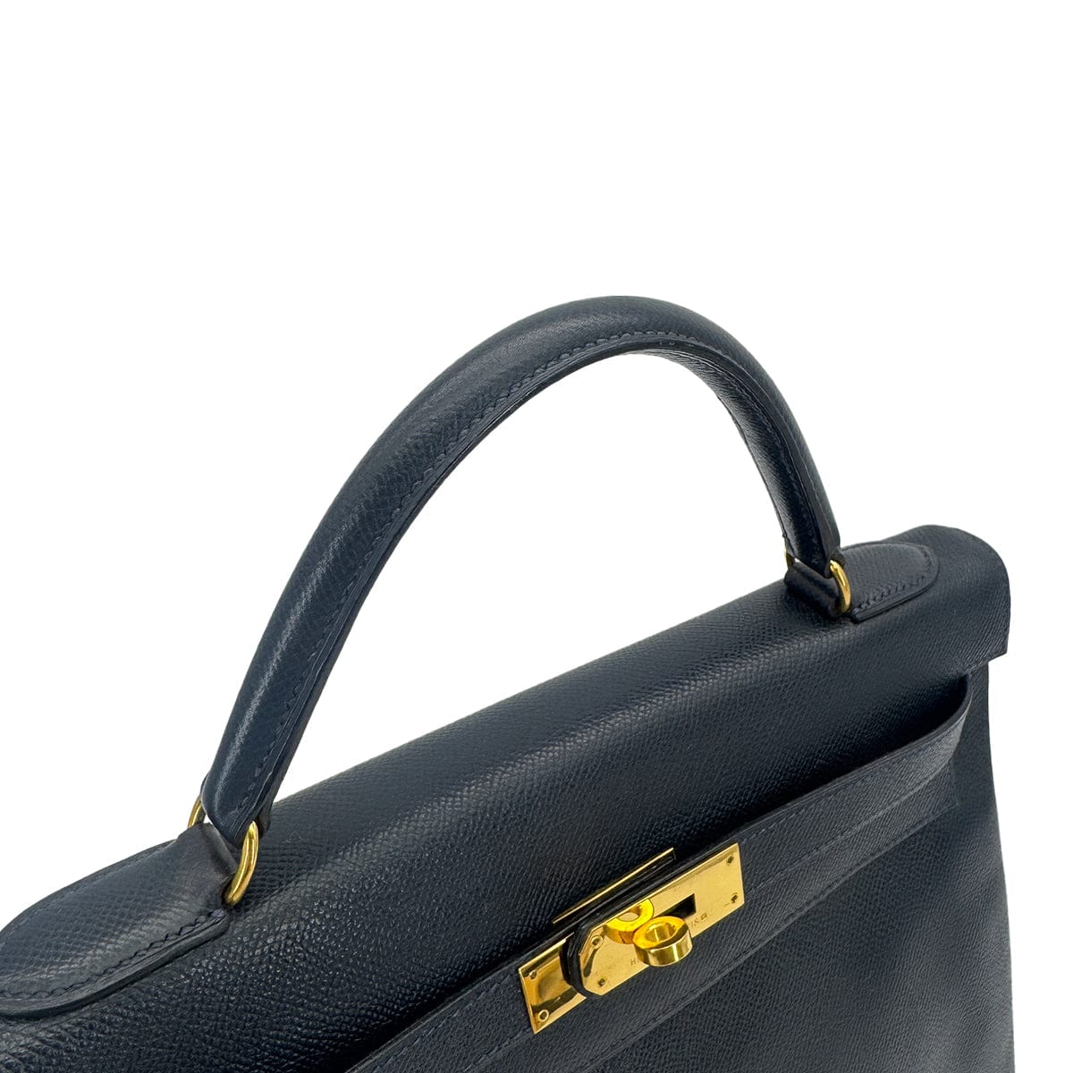 Luxury Promise Japan HERMES KELLY 32 RETOURNE BLUE MARINE COUCHEVEL HAND SHOULDER BAG 1992 CIRCLE V GOLD HARDWRE 90311824