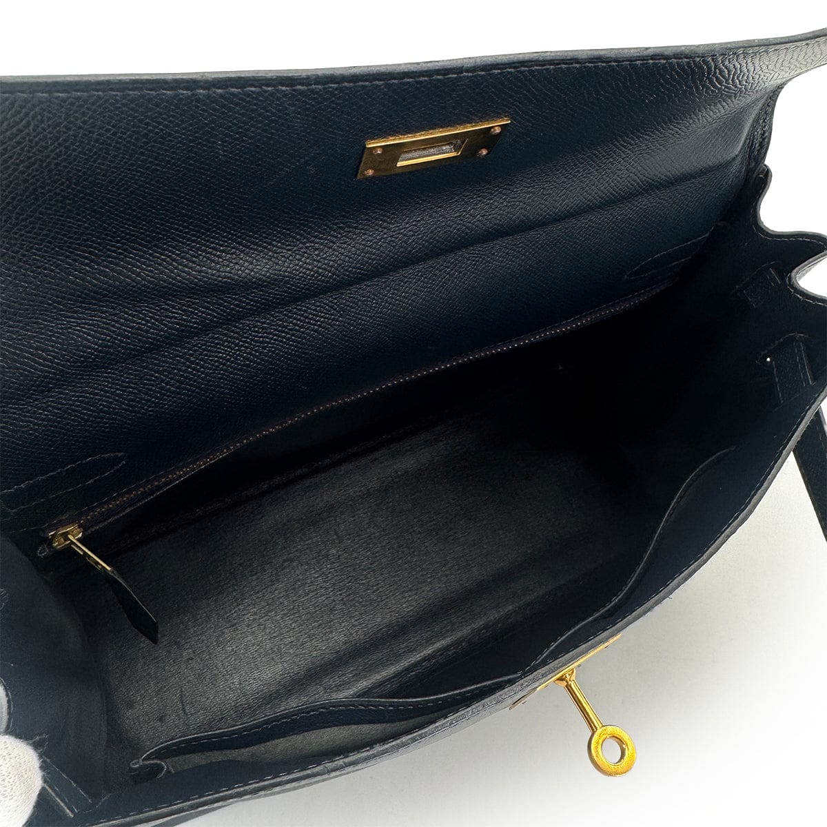 Luxury Promise Japan HERMES KELLY 32 RETOURNE BLUE MARINE COUCHEVEL HAND SHOULDER BAG 1992 CIRCLE V GOLD HARDWRE 90311824