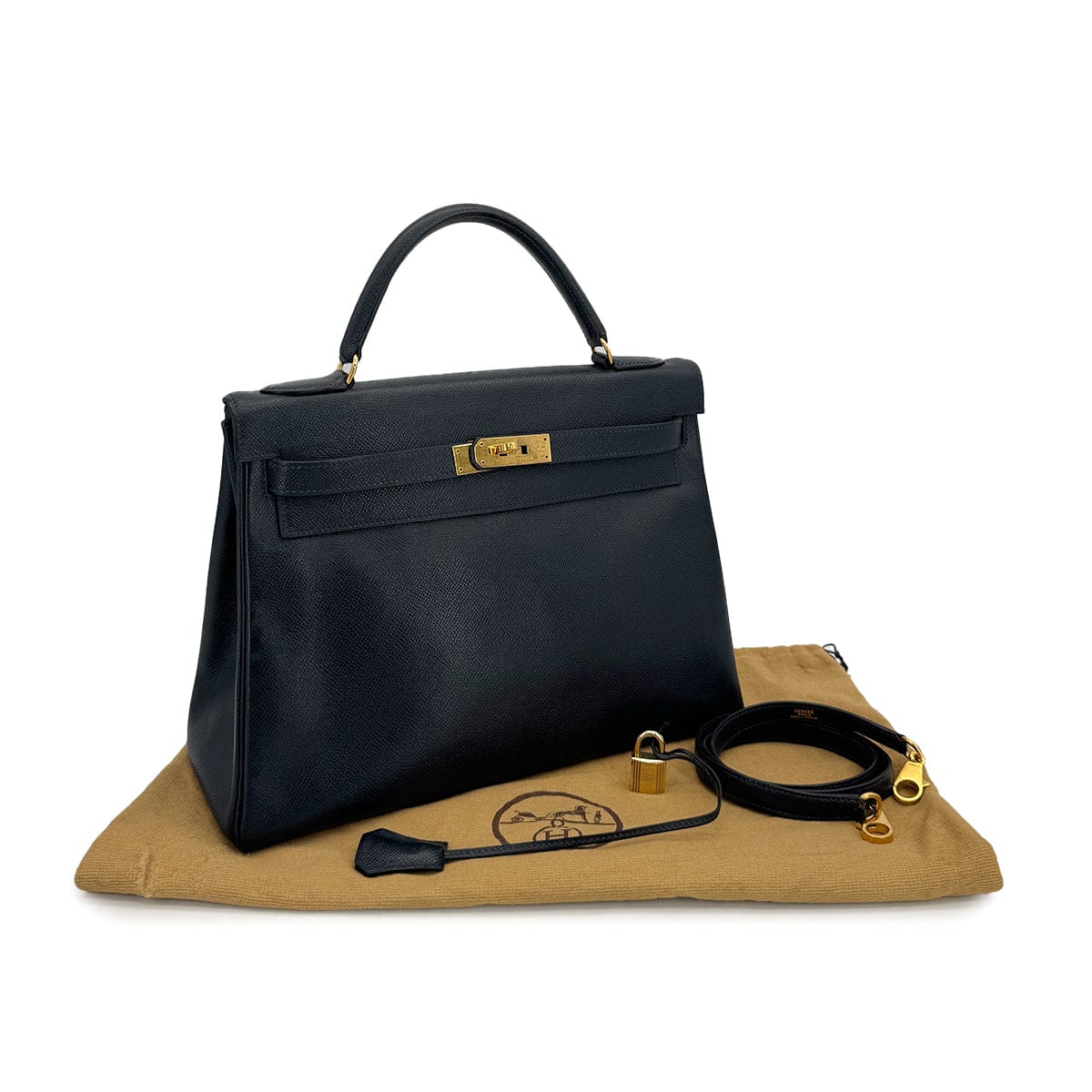 Luxury Promise Japan HERMES KELLY 32 RETOURNE BLUE MARINE COUCHEVEL HAND SHOULDER BAG 1992 CIRCLE V GOLD HARDWRE 90311824