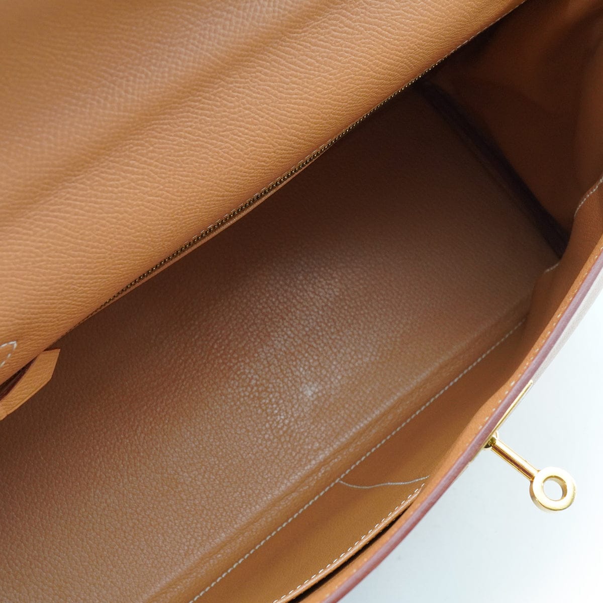 Luxury Promise Japan HERMES KELLY 32 RETOURNE NATUREL COUCHEVEL HAND SHOULDER BAG 1998 SQUARE B GOLD HARDWARE 90347152