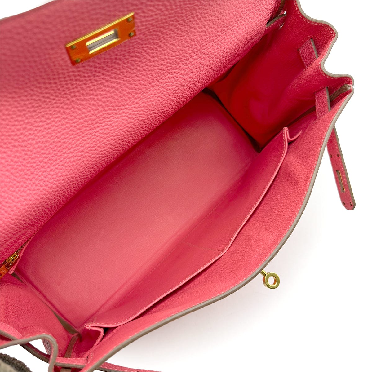 Luxury Promise Japan HERMES KELLY 32 RETOURNE ROSE LIPSTICK TOGO HAND SHOULDER BAG 2013 SQUARE Q GOLD HARDWARE 90314380