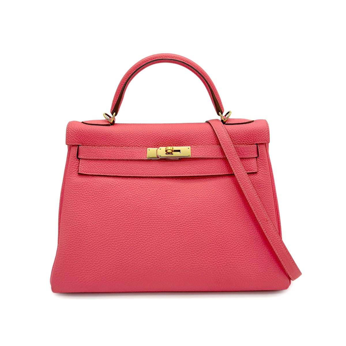 Luxury Promise Japan HERMES KELLY 32 RETOURNE ROSE LIPSTICK TOGO HAND SHOULDER BAG 2013 SQUARE Q GOLD HARDWARE 90314380