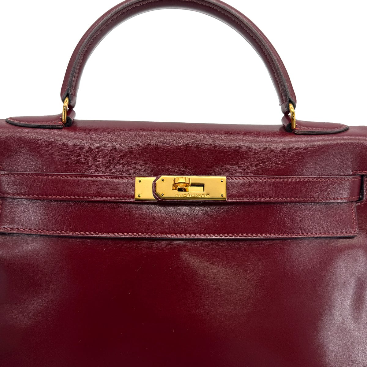 Luxury Promise Japan HERMES KELLY 32 RETOURNE ROUGE H BOXCALF HAND BAG 1989 CIRCLE S GOLD HARDWARE 90314363