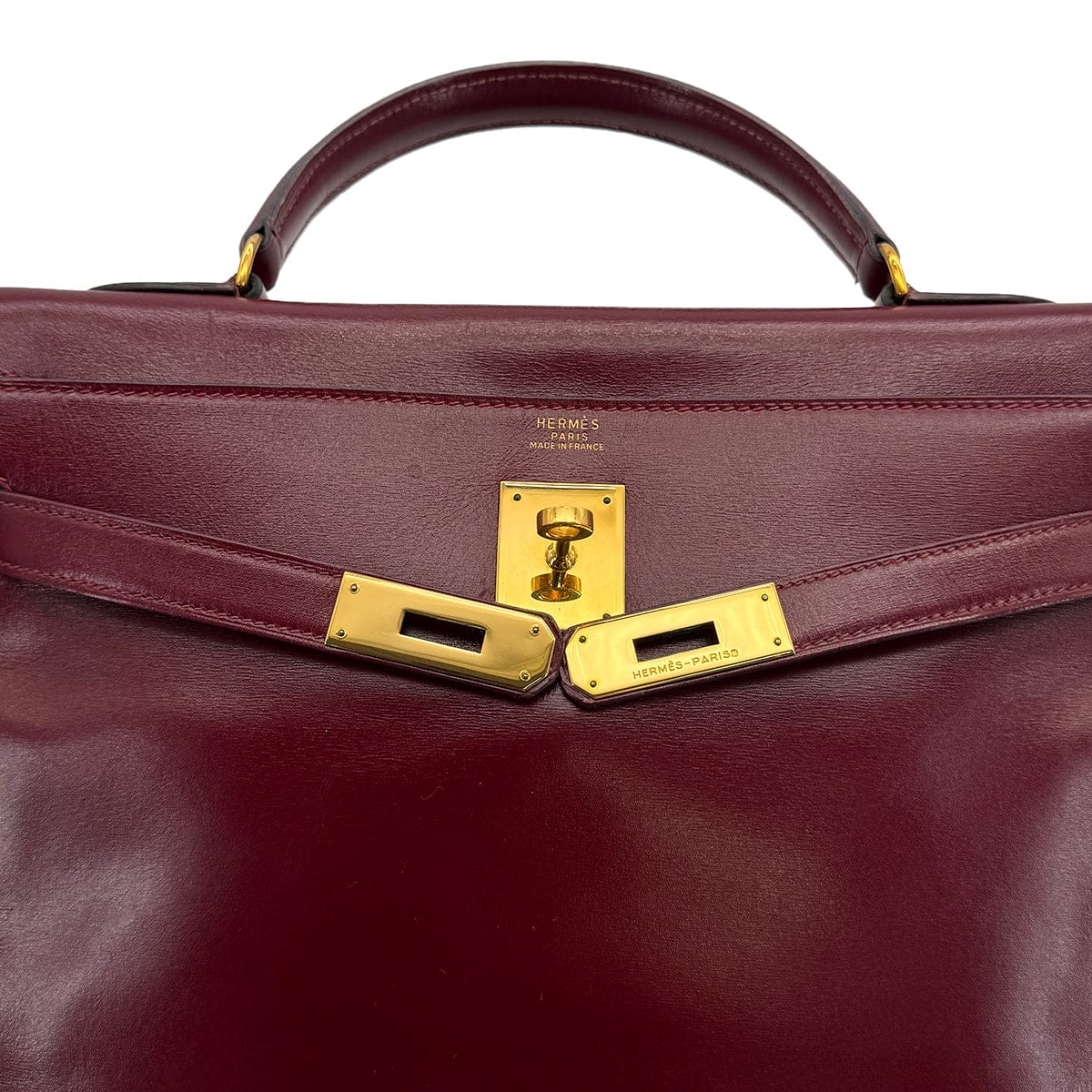 Luxury Promise Japan HERMES KELLY 32 RETOURNE ROUGE H BOXCALF HAND BAG 1989 CIRCLE S GOLD HARDWARE 90314363