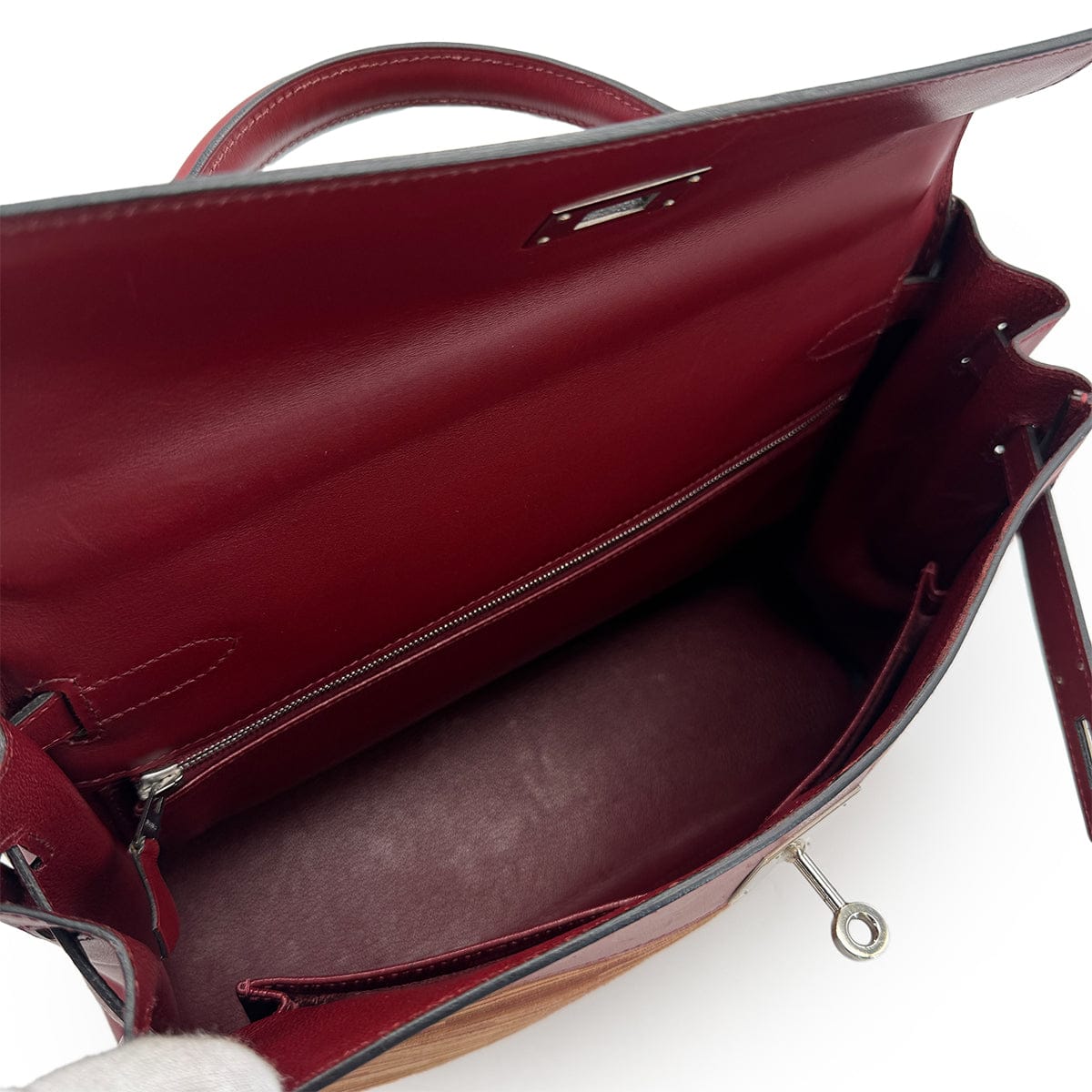 Luxury Promise Japan HERMES KELLY 32 RETOURNE ROUGE H BOXCALF VIBRATO HAND SHOULDER BAG □E PHW 90307019
