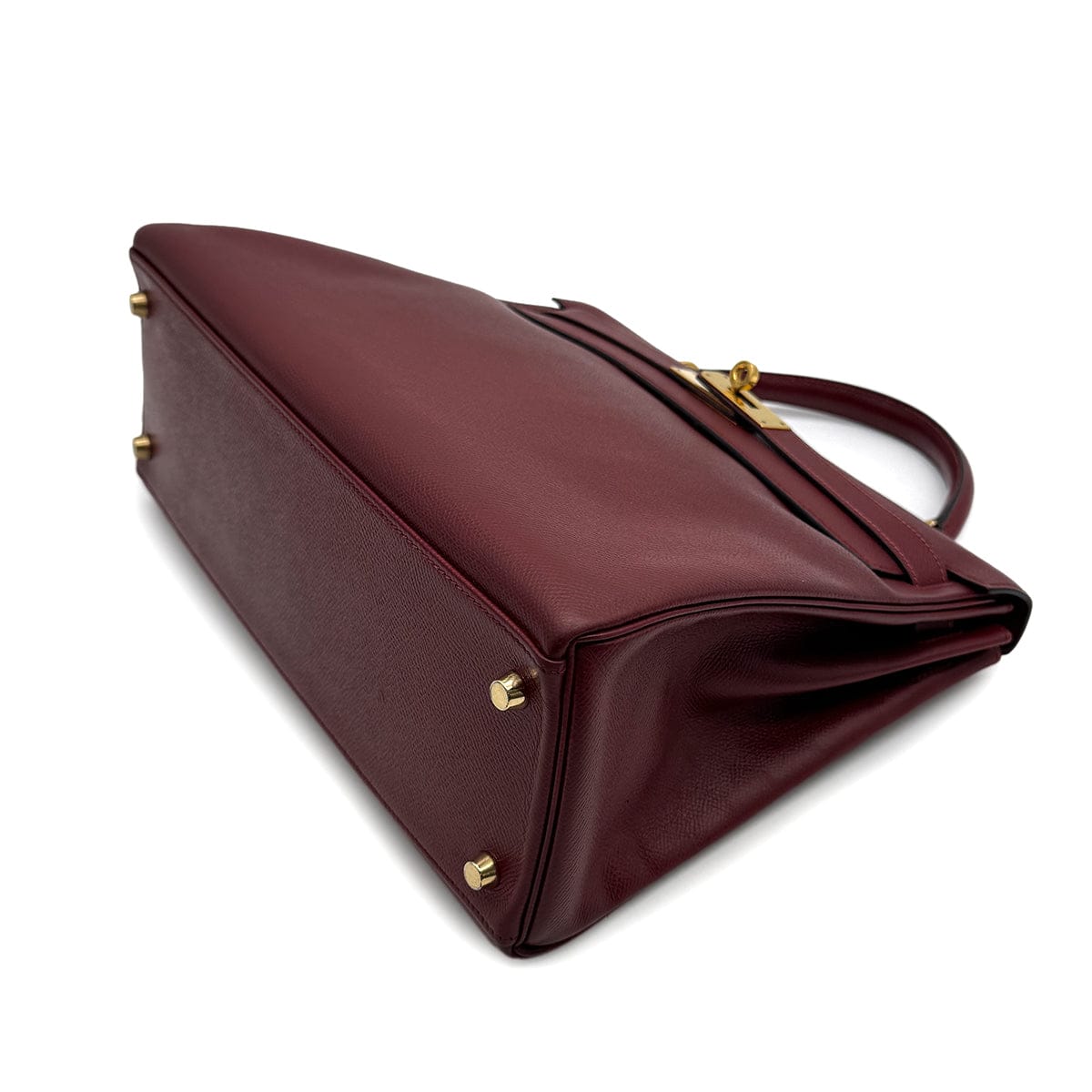 Luxury Promise Japan HERMES KELLY 32 RETOURNE ROUGE H COUCHEVEL HAND SHOULDER BAG 1994 CIRCLE X GOLD HARDWARE 90313414