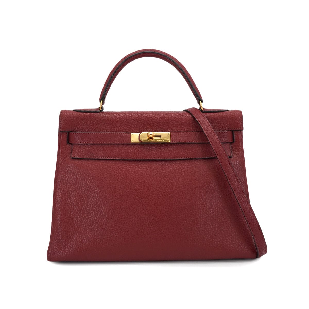 Luxury Promise Japan HERMES KELLY 32 RETOURNE ROUGE H TAURILLON CLEMENCE HAND SHOULDER BAG 1982 CIRCLE L GOLD HARDWARE 90331959