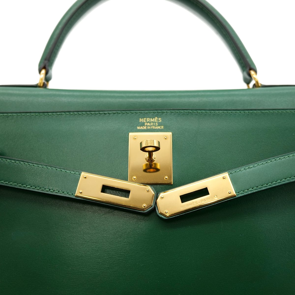 Luxury Promise Japan HERMES KELLY 32 RETOURNE VERT BOXCALF HAND SHOULDER BAG □B GHW 90304028